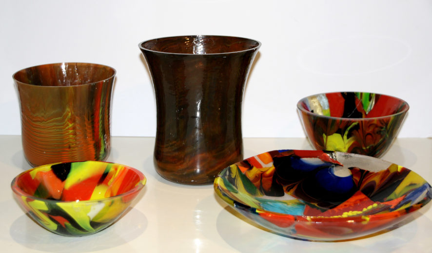 A few samples of bowls and dishes made with scrap pre-Fused glass.